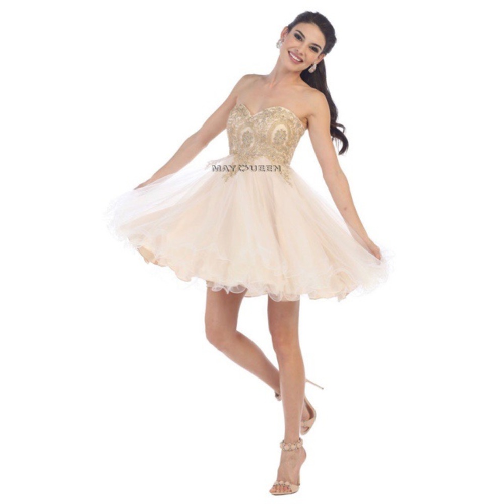 NWT May Queen White/Nude Sweetheart Mini Dress